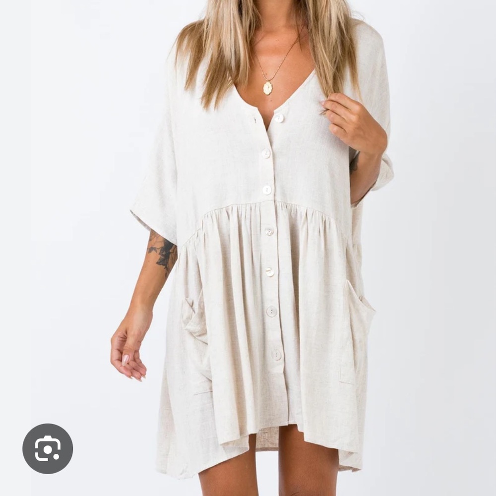 Princess Polly Sandy Mini Dress in Beige / Natural